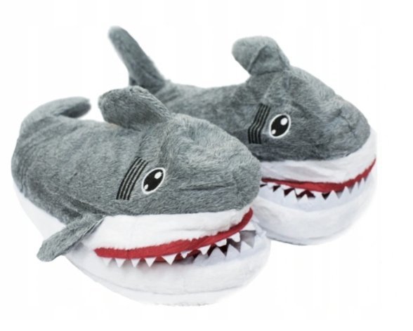 Pluszowe Kapcie Buty Rekin-Y Śmieszne Prezent Szare Ciepłe