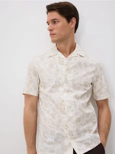 Reserved - Wzorzysta koszula regular fit - beżowy - Koszule męskie - miniaturka - grafika 1