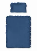 Pościel dla dzieci - Pościel 100x135 niebieski ciemny dziecięca jednobarwna z falbanką Mayamoo - miniaturka - grafika 1