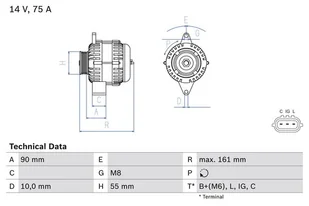 BOSCH Alternator 0 986 082 900 - Alternatory - miniaturka - grafika 1