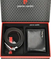 Paski - Pierre Cardin PIERRE CARDIN Zestaw prezentowy Męski Portfel + Pasek ZG-71 125 Czarny - miniaturka - grafika 1