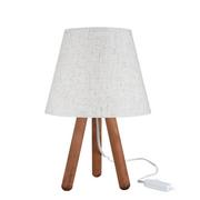 Noże stołowe - Biała/naturalna lampa stołowa z tekstylnym kloszem (wysokość 33,5 cm) – Squid Lighting - miniaturka - grafika 1