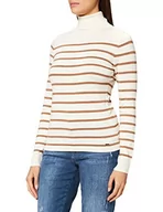 Swetry damskie - Taifun Damski sweter z wzorem w prążki, sweter z długim rękawem, sweter z dzianiny, sweter z długim rękawem, sweter z okrągłym dekoltem, w paski, Obręcz z płótna, 40 - miniaturka - grafika 1