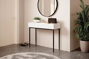 Nowoczesna konsola/toaletka Nicole - biały mat / czarne nóżki - Konsole i sekretarzyki - miniaturka - grafika 3