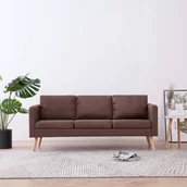 Sofy i kanapy - vidaXL vidaXL 3-osobowa sofa tapicerowana tkaniną, brązowa - miniaturka - grafika 1