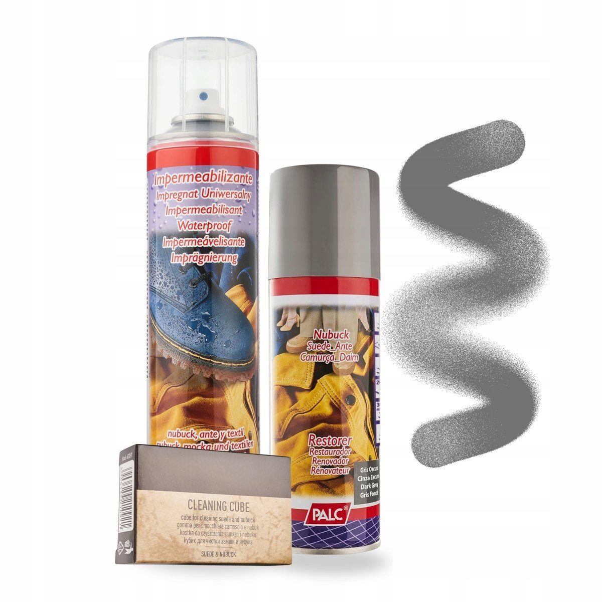 Ciemnoszary Renowator Gumka do Zamszu i Impregnat 400 ml Palc Zestaw 3w1