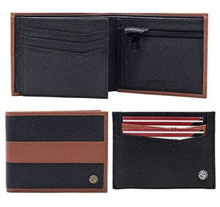 Silver Street London Męskie akcesoria podróżne Welton - etui na karty kopertowe, czarny/jasnobrązowy, średni - Etui na dokumenty i karty - miniaturka - grafika 1