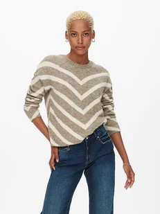 ONLY Sweter w kolorze szarobrązowo-kremowym - Swetry damskie - miniaturka - grafika 1
