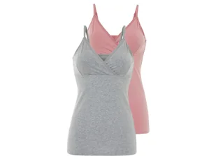 esmara® Topy damskie do karmienia z bawełny organicznej, 2 sztuki (S (36-38), Szary/różowy) - Bluzki ciążowe - miniaturka - grafika 1
