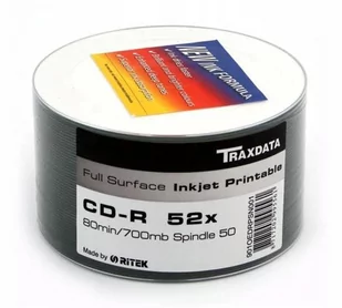TRAXDATA CD-R 700MB x52I szpindel/50 INKJET FF PRINTABLE - Nośniki danych - miniaturka - grafika 1