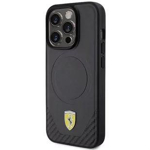 Ferrari FEHMP15LPTEK iPhone 15 Pro 6.1" czarny/black hardcase Carbon Metal Logo MagSafe - Etui i futerały do telefonów - miniaturka - grafika 2