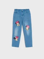 Spodnie i spodenki dla dziewczynek - Sinsay - Jeansy mom Myszka Minnie - niebieski - miniaturka - grafika 1