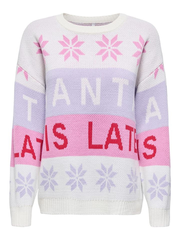 ONLY Sweter w kolorze biało-lawendowo-różowym