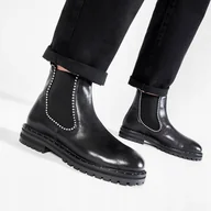 Botki damskie - EVA MINGE DAMSKIE BOTKI WSUWANE CZARNE 37 3_8 - miniaturka - grafika 1