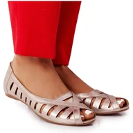 Baleriny - Skórzane Baleriny Maciejka Złote 04506-25 złoty - miniaturka - grafika 1