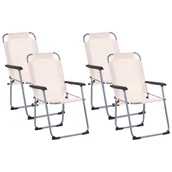 Fotele i krzesła ogrodowe - BELIANI Zestaw 4 krzeseł ogrodowych GALATSI Składane Metal Beżowy - miniaturka - grafika 1