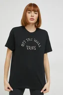 Koszulki sportowe damskie - Vans t-shirt bawełniany kolor czarny - miniaturka - grafika 1