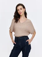 Kamizelki damskie - Kamizelka damska beżowa - SKA2810BE kamizelka swetrowa - TOP SECRET - Odzieżowy sklep internetowy TOP SECRET - miniaturka - grafika 1