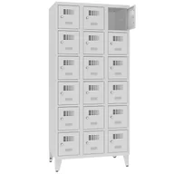 Szafki BHP - Szafka z podstawą na nogach MSUS 336 - 18 skrytek z zamkiem kluczowym - miniaturka - grafika 1