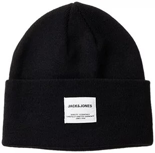 JACK&JONES JUNIOR Boy's JACLONG Knit Beanie JNR czapka z dzianiny, czarna, S/M - Czapki dla dzieci - miniaturka - grafika 1