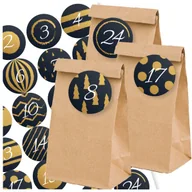 Ozdoby bożonarodzeniowe - Kalendarz Adwentowy 24 Torebki + Naklejki - Glamour - miniaturka - grafika 1