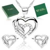 Zestawy biżuterii dla kobiet - ELEGANCKI SREBRNY KOMPLET BIŻUTERII SREBRNEJ 925 PREZENT DLA NIEJ+DEDYKACJA - miniaturka - grafika 1