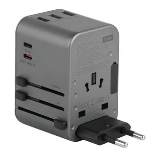 ENERGEA ład. siec. 3xUSB+2xUSB-C PD-PPS-QC 3.0 35.5W 3A2C adapter 4w1 US/UA/EU/UK szary/gunmetal Travelworld - Ładowarki do telefonów - miniaturka - grafika 4