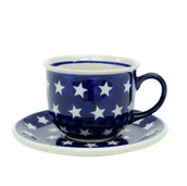 Filiżanki - Ceramiczna filiżanka ze spodkiem Ceramika Bolesławiec - miniaturka - grafika 1