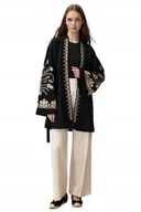 Swetry damskie - TRENDYOL CZARNE KIMONO Z HAFTEM Z PASKIEM 36/38 5AA - miniaturka - grafika 1
