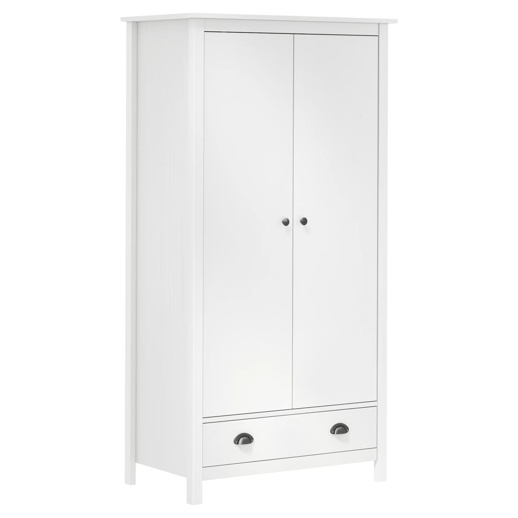 The Living Store Szafa z 2 drzwiami Hill White 89x50x170 cm drewno sosnowe