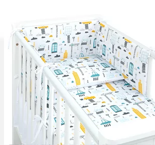 MAMO-TATO 3-el dwustronna pościel dla niemowląt PREMIUM do łóżeczka 70x140 Miasto / pieguski grafit - Pościel dla dzieci - miniaturka - grafika 1