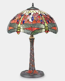 Lampa Witrażowa w Stylu Tiffany Ważka w Ogniu - Lampy stojące - miniaturka - grafika 1