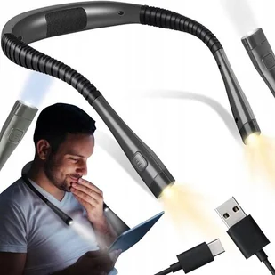 Elastyczna Lampka Led Do Czytania Książek Latarka Na Szyję Akumulator Usb - Latarki - miniaturka - grafika 1