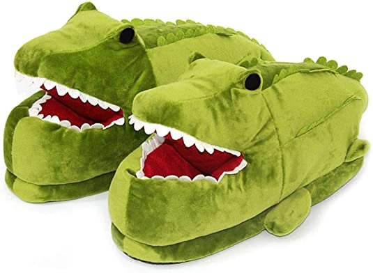 Pluszowe kapcie Zolta - Kapcie damskie ze zwierzętami - Puszyste przytulne kapcie - Zabawne ciepłe kapcie na zimę - JEDEN ROZMIAR 36-41 - Aligator