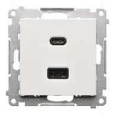 Gniazdka elektryczne - Ładowarka USB typ A+C Simon 55 - biały mat - miniaturka - grafika 1