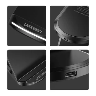Ugreen bezprzewodowa ładowarka Qi 10 W podstawka stojak na telefon + kabel USB - USB Typ C czarny (60228 ED025) - Kable USB - miniaturka - grafika 9