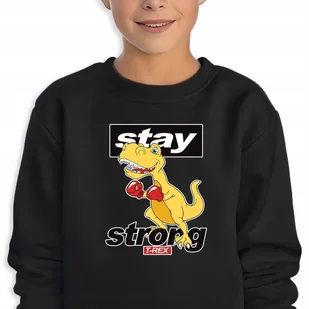 Bluza Dziecięca Czarna T-Rex Stay Strong Mix Wiele Wzorów -104 Cm (3-4) - Bluzy dla dziewczynek - miniaturka - grafika 1