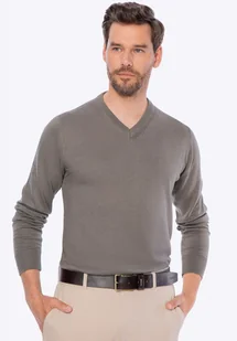 Sweter męski bawełniany z kaszmirem ciemny beż - Swetry męskie Sweter męski bawełniany z kaszmirem ciemny beż - Swetry męskie - miniaturka - grafika 1