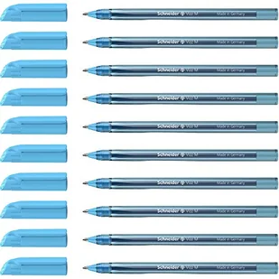Schneider Długopis Vizz 102210 (do łatwego i szybkiego pisania, trzonek w kolorze tuszu, szerokość linii M), 10 sztuk, jasnoniebieski - Długopisy - miniaturka - grafika 1