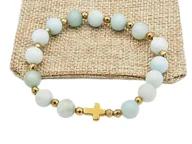 Bransoletki - Bransoletka różaniec na rękę amazonit kula gładka - miniaturka - grafika 1