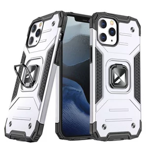 Wozinsky Ring Armor pancerne hybrydowe etui pokrowiec + magnetyczny uchwyt iPhone 13 srebrny - Etui i futerały do telefonów - miniaturka - grafika 1
