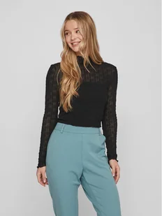 Vila Bluzka 14088387 Czarny Slim Fit - Bluzki damskie - miniaturka - grafika 1
