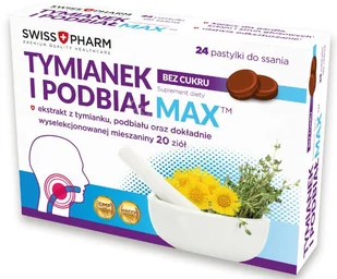 SWISSPHARM SP. Z O.O. SP.K. Tymianek i Podbiał Max bez cukru 24 pastylki do ssania 3653261 - Przeziębienie i grypa - miniaturka - grafika 1
