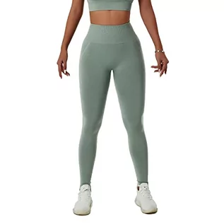 Legginsy - EULLA Leggins Joga Kobieta Nagie Uczucie Spodnie Sportowe Joga Kobiety Legginsy Damskie Fitness Miękkie Elastyczne, Jasnozielony, XL - grafika 1