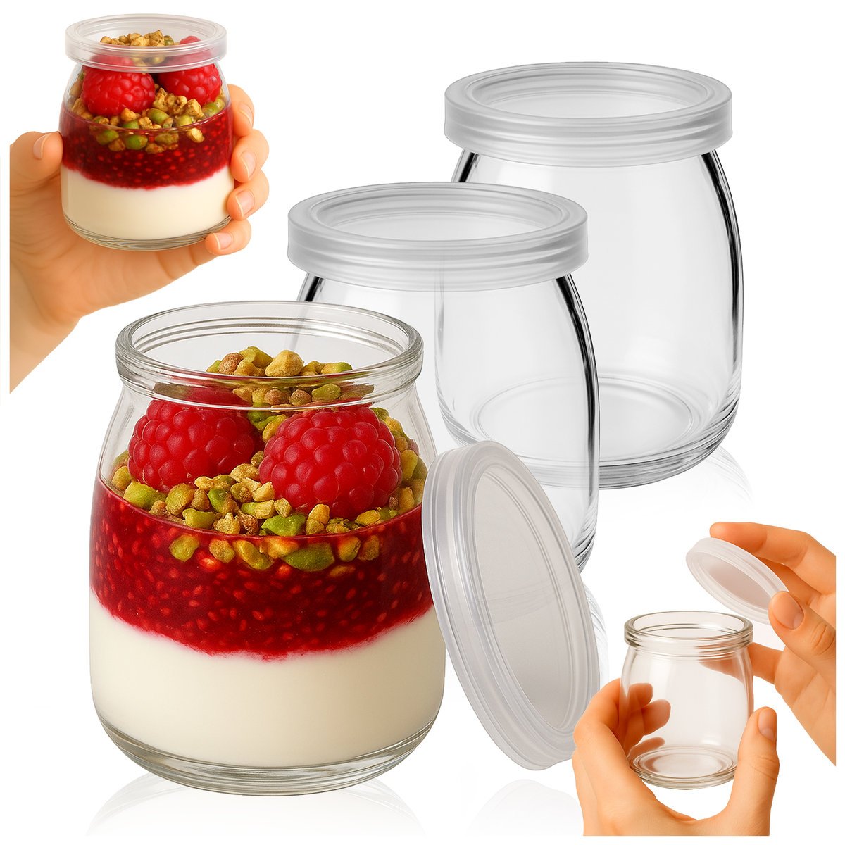 6x Słoik słoiczki na deserki pojemniki szklane do deserów 140ml GŁADKI RANT