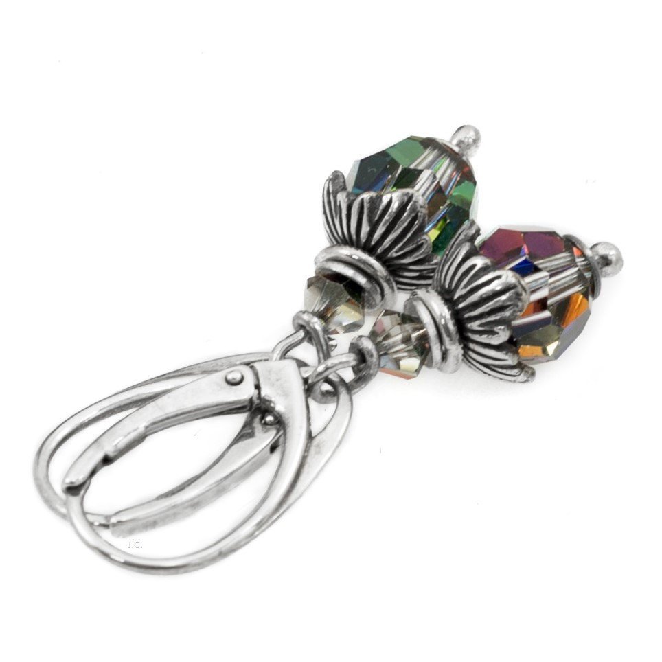 Kolczyki Swarovski vitrail medium, srebro 925 oksydowane / JG. Projekt