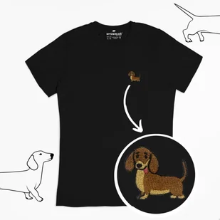 Haftowany T-shirt - JAMNIK - czarny M - Koszulki męskie - miniaturka - grafika 1