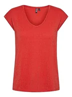 Koszulki i topy damskie - Bestseller A/S Damska koszulka Pcbillo Tee Lurex Stripes Noos, Poppy Red/Szczegóły: lurex Gold, XS - miniaturka - grafika 1