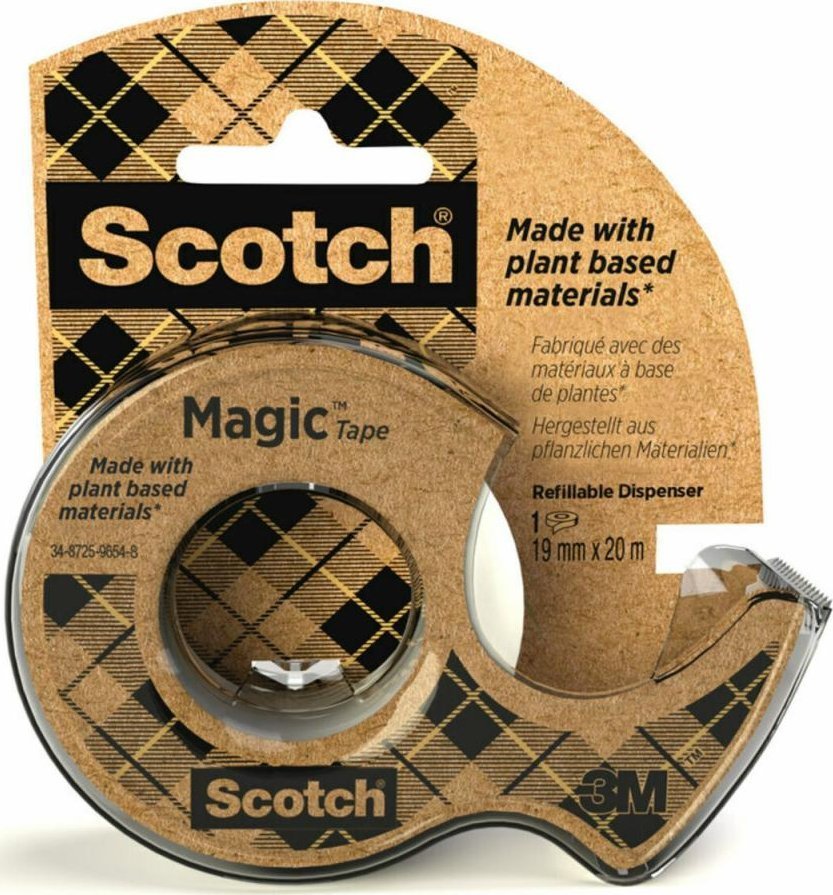 3M Scotch® Magic™ tape A Greener Choice, 1 rulle, 19mm x 20m + 1 genbrugsdispenser