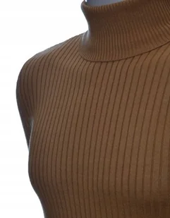 Sweter z golfem golf męski bawełniany dopasowany w prążek brązowy L - Swetry męskie - miniaturka - grafika 1